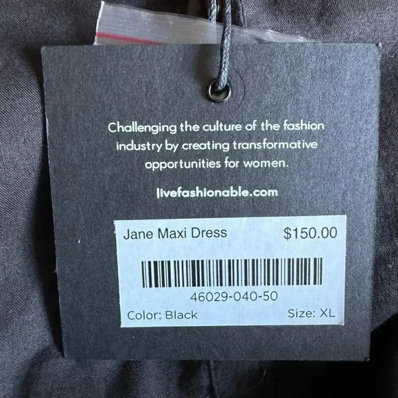 ABLE Jane Long Sleeve Cotton Minimalist Bohemian Maxi Dress  Black SZ XL #2017 - Picture 10 of 16